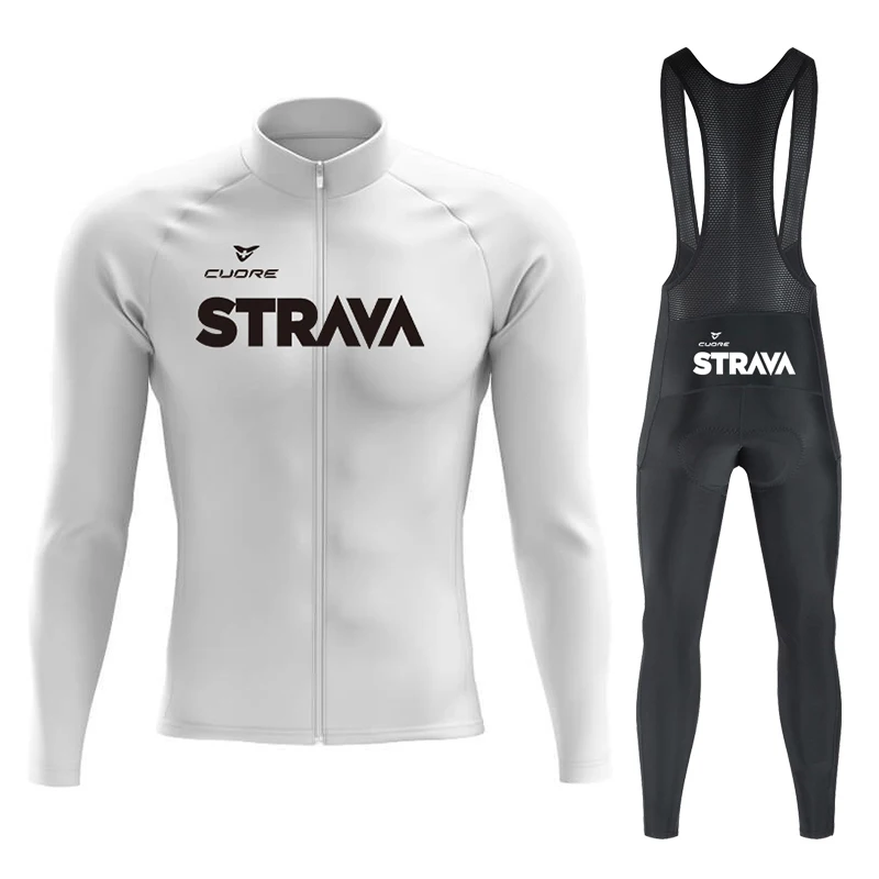 

CUDRE STRAVA Long Cycling Jersey Man Mens Cycling Clothes for Men Mountain Bikes Bib Men's Sweatsuit Set Mtb Clothing Road Bike