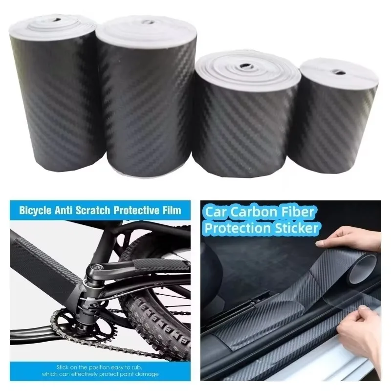 1/3/6PCS 3D Carbon Fiber Car Sticker DIY Paste Protector Strip Auto Side Mirror Anti Scratch Tape Waterproof Protection Film