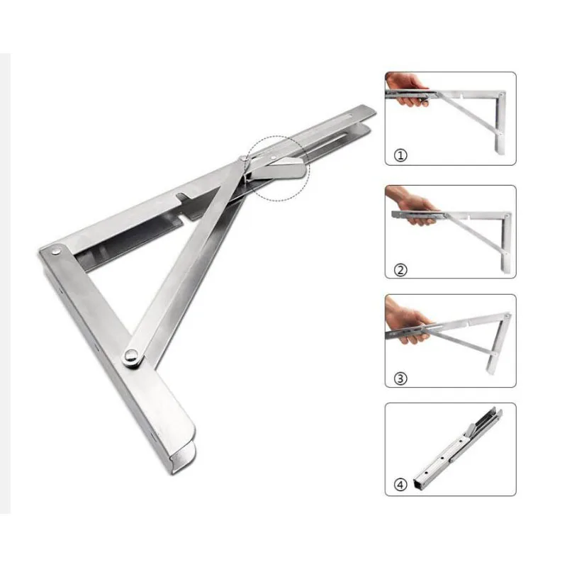 316 Stainless Steel 12‘’ Adjustable Triangle Folding Angle Bracket Wall Mounted Bench Table Shelf Bracket Furniture Hardware