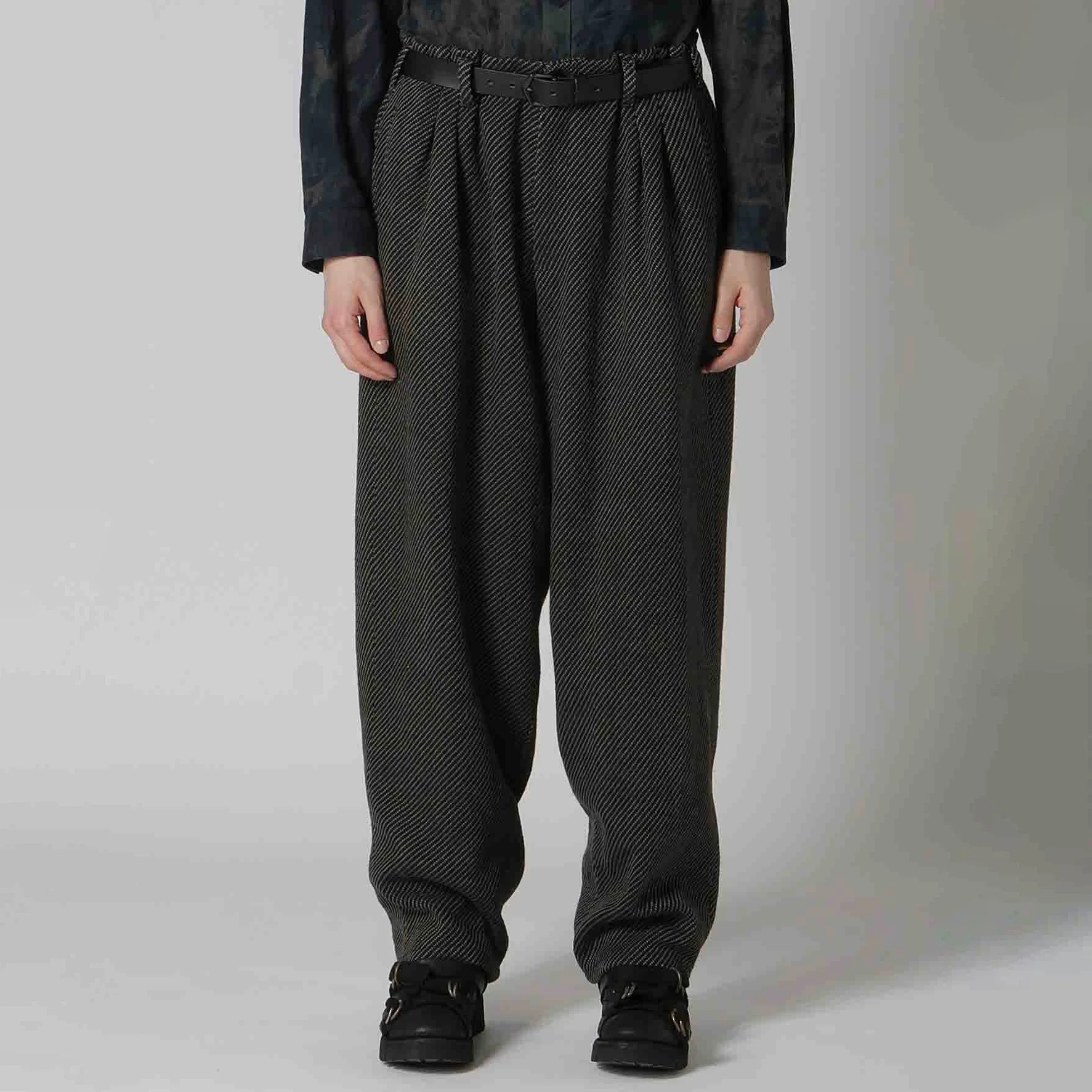 

YOJI OOAK оригинальный дизайн плиссированные брюки твидовые брюки прямые свободные повседневные брюки из смеси льна и шерсти