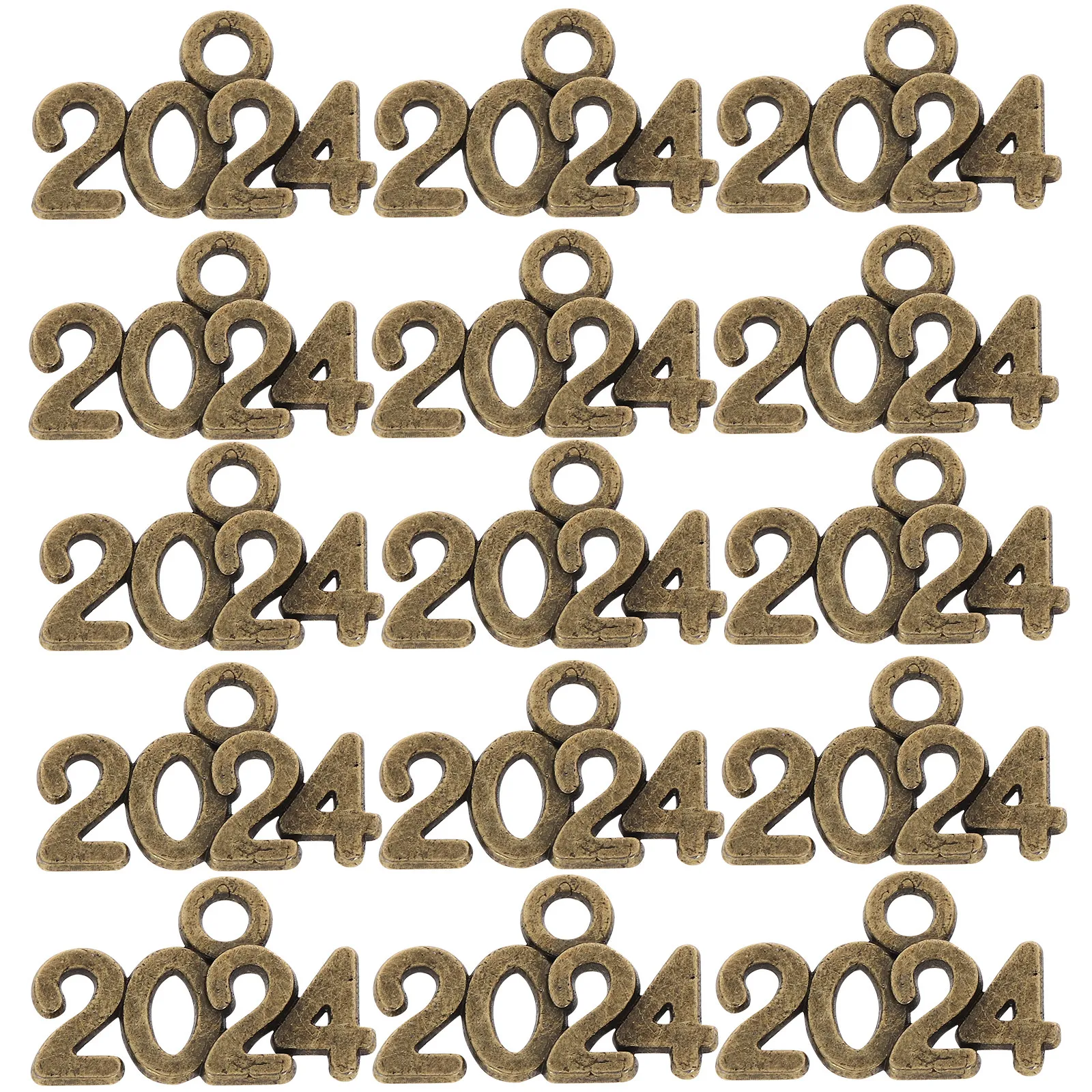 

100 шт. подвесок 2024 в ретро-стиле для самостоятельного изготовления украшений, браслетов, ожерелий, брелоков, декоративных подвесок на Новый год 2024