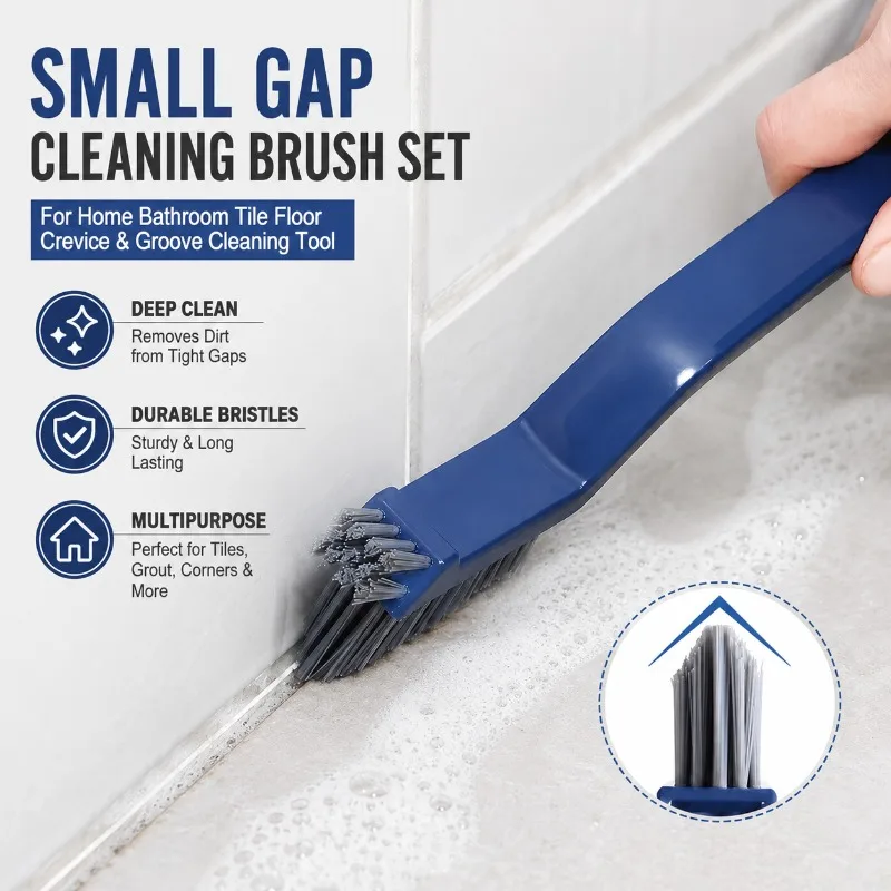 2in1 V-Shaped Crevice Brush Small Head Window Track Corner Cleaner Stiff Bristle Scrubber with Scraper Free Tweezer Hook Tool