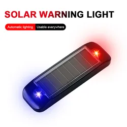 1PC Universal ABS LED Solar Warning Lamp Flashing Red Blue Solar Powered Wireless Anti- Theft Waterproof Alarm Light Auto Parts
