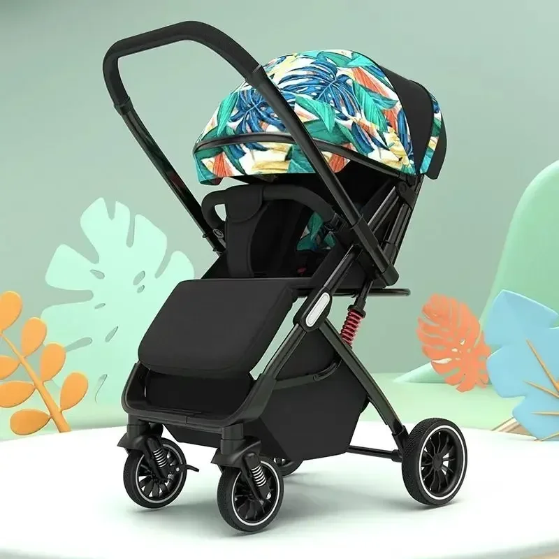 Baby Stroller Lightweight Foldable Two-way High Landscape Four-wheel Shock Absorption Baby Handcart Stroller