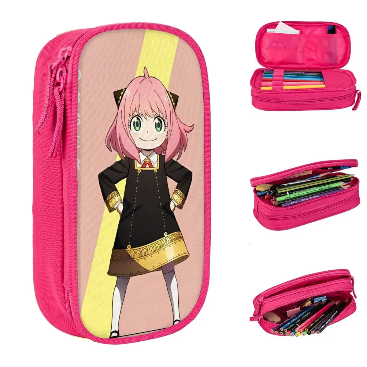 

Anya Forger Pencil Case Pen Holder Bags Student Large Storage Students School Gifts Pencilcases