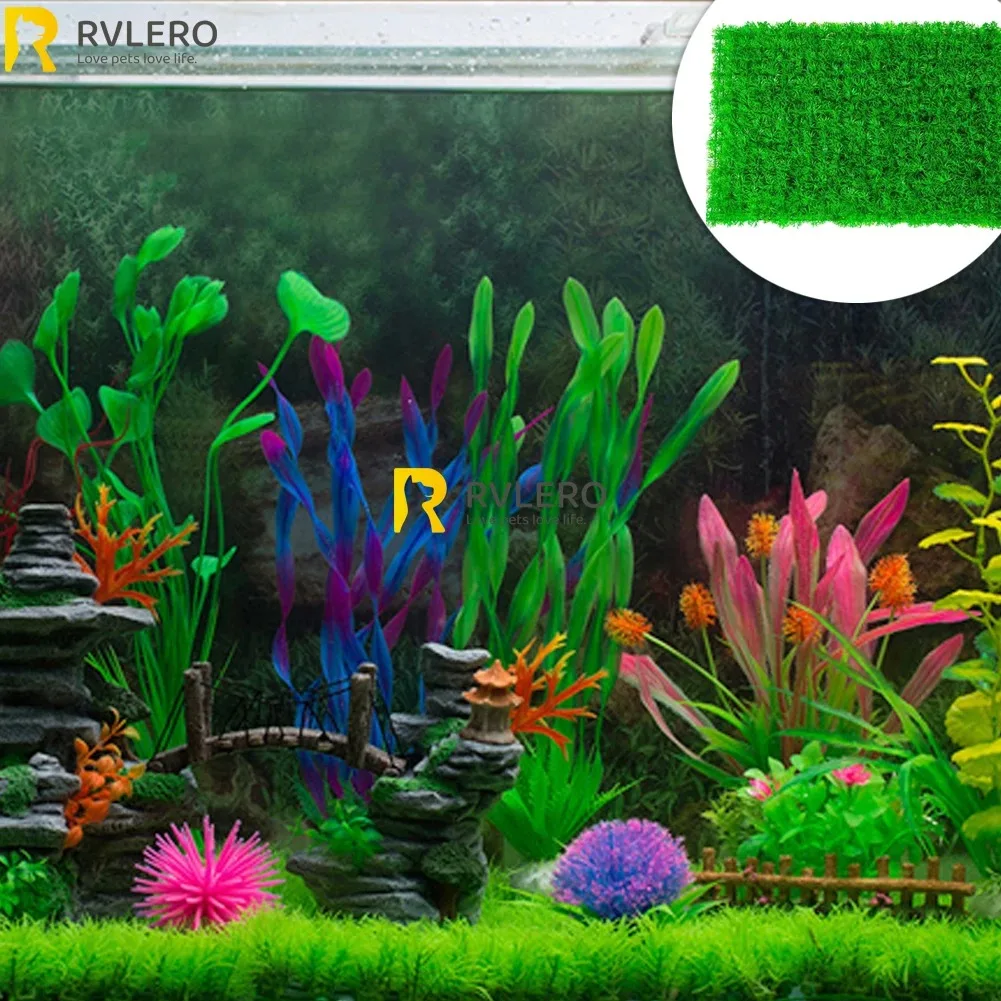 Artificial Grass Lawn Aquarium Fish Tank Decoration Soft Dense Spliceable Simulated Plant Lawn Environmental Protection Decor