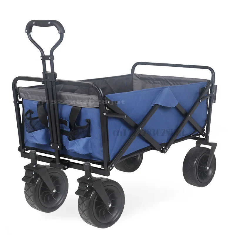 

Foldable Camper Supermarket Cart: Wide-Wheeled Minivan, Strong Load-Bearing Camp Trolley, Removable Baby Shopping Utility