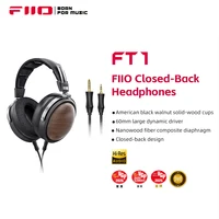 FiiO FT1-Nueva versión auriculares Hi-Fi con cable de diafragma compuesto de fibra cerrada, orejeras de nogal americano para estudio
