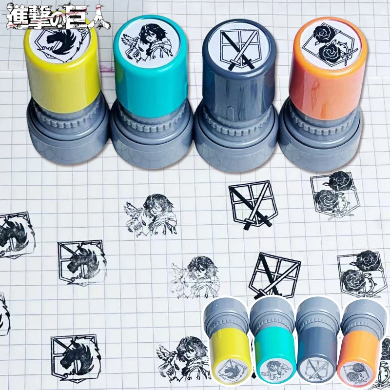 

Attack on Titan Anime Pattern Stamps Handbook Stamping Tool Decorations Mikasa Ackerman Arm Painting Photo Album Decor Toys