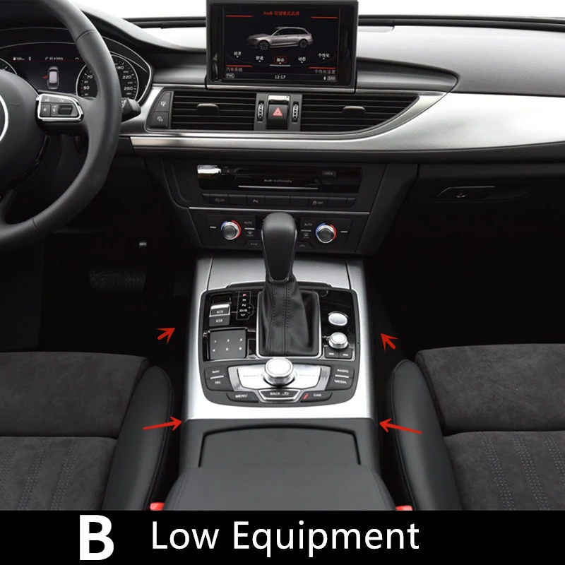 Compartimento central de estilo de coche, marco de cambio de marchas, pegatina decorativa embellecedora para Auid A6 C7 2012-2018, accesorios de Color de fibra de carbono