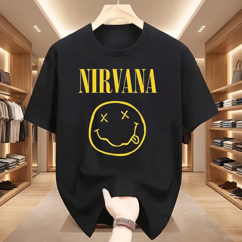 y2k①Nirvana“band broken“boro longt-shirt New Nirvana Rock Band Men's 100%cotton T-shirt Hip-hop Style Men's
