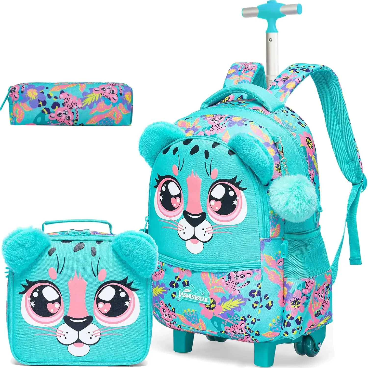 Bunnyfly Children's Trolley School Bag - Lightweight Backpack with Wheels for Boys & Girls Butterfly Cat Design