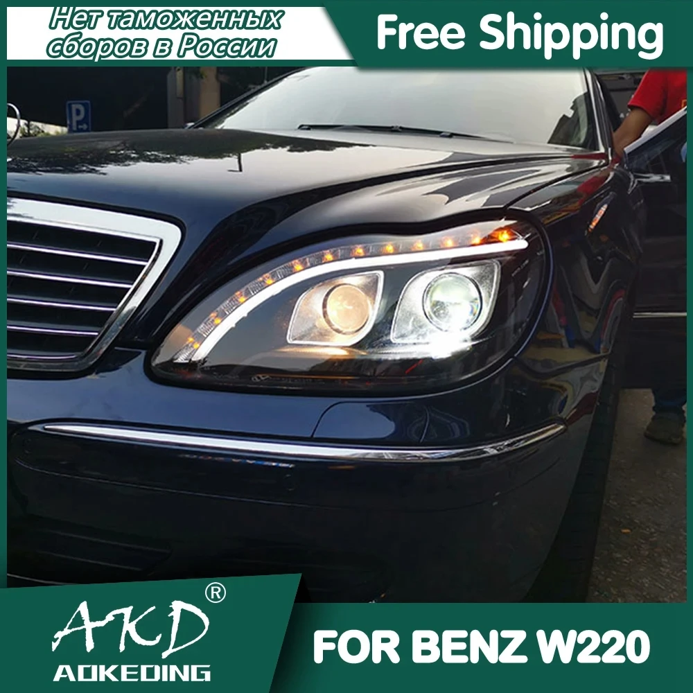 

For BENZ W220 Headlights 1999-2005 DRL Day Running Light 12V LED Bi Xenon Bulb Fog Lights Car Accessory S320 S350 S500 Head Lamp