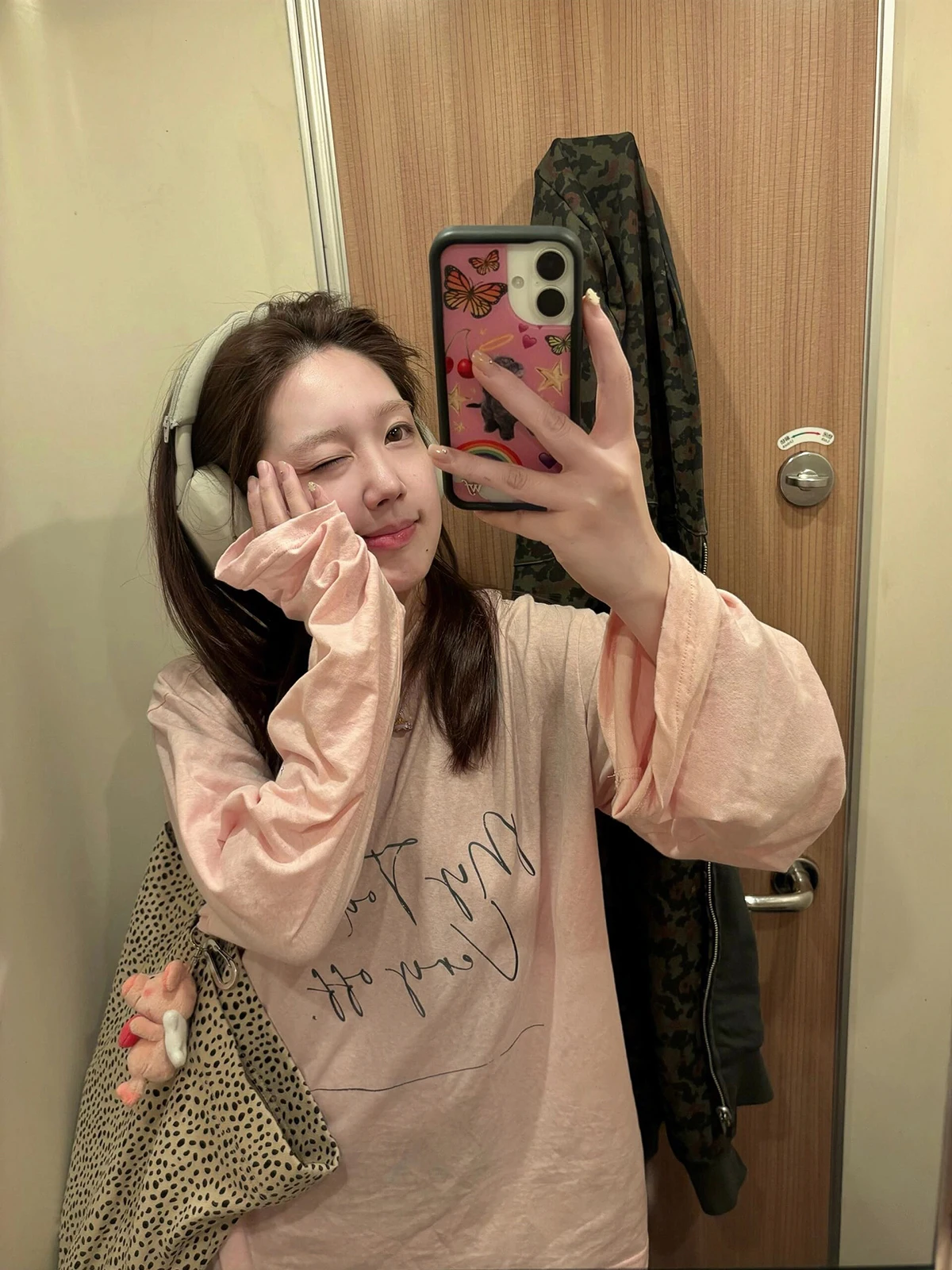 Sakura Model Pink Sweet Sister Retro Print Letter Women's Long Sleeve T-Shirt Loose Top Casual Summer Fashion Breathable Skin...