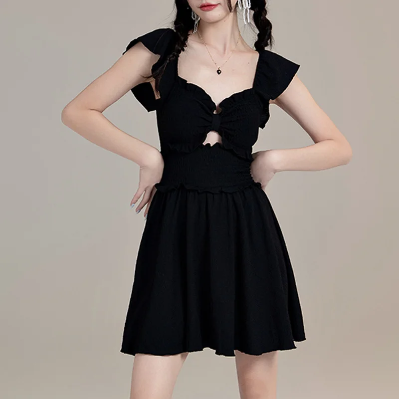 2023 New Summer Fashion Bohemian V-neck Hollow Sexy Ruffle Edge Slim Strap High Waist Slim Fit Hot Spring Skirt Swimwear