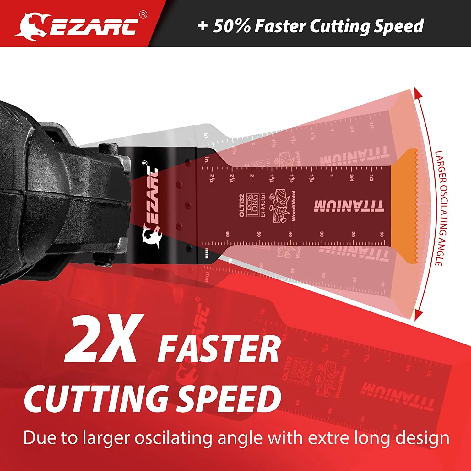 EZARC 3PCs Extra-Long Titanium Oscillating Multitool Blades, Oscillating Saw Blade for Metal Nails Screws Cutting, Plastic