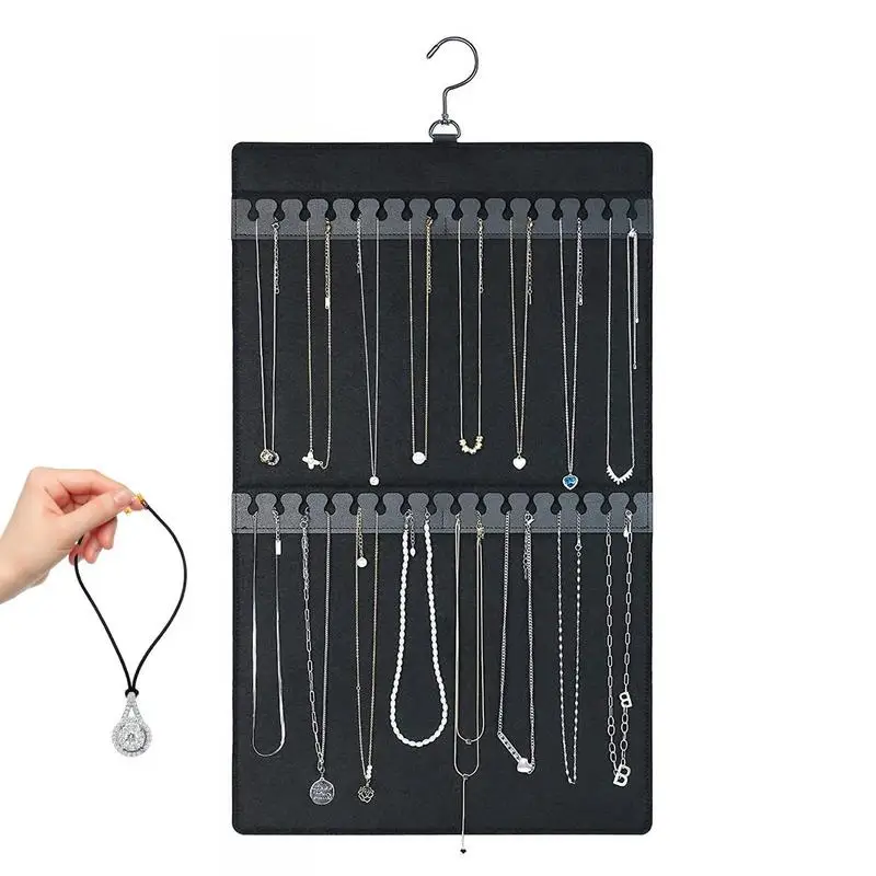 Jewelry Holder Organizer Double-Sided Hanging Jewelry Organizer Closet Necklace Holder For Earring Bracelet Ring Chain Dropship