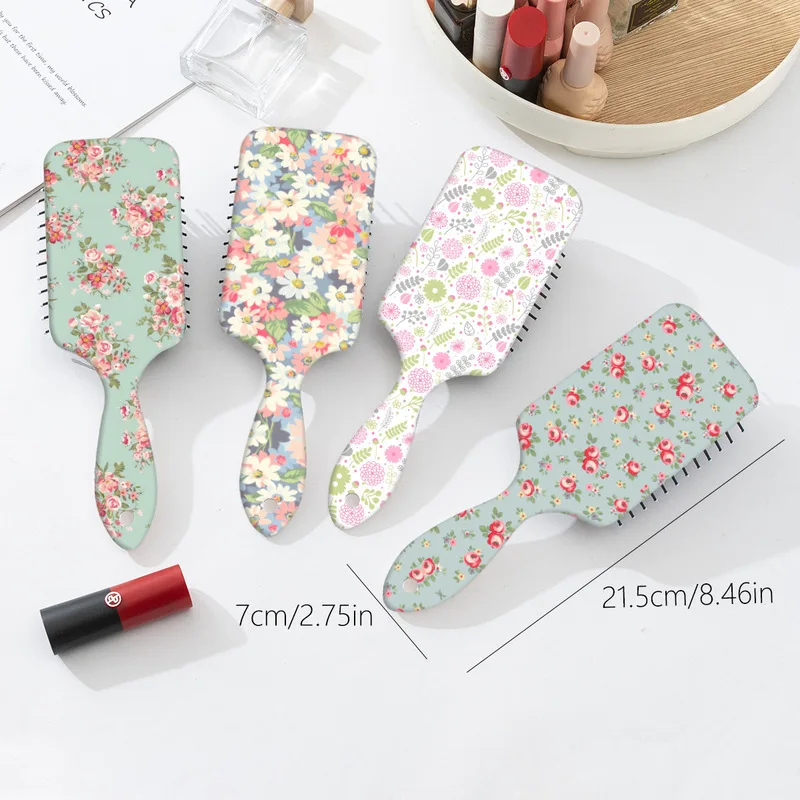1 piece of vibrant floral pattern airbag comb, scalp massage hair comb, long hair anti knot hair comb,Special for real hair wigs