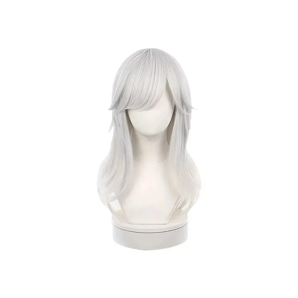 Anime Cosplay Cyno Wig Long Straight Silver White Synthetic Hair Peluca For Frieren Festival Role Play Props