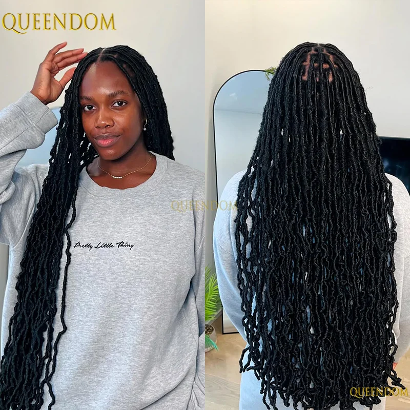 40 "طويلة الاصطناعية كامل الدانتيل فو Locs صندوق شعر مستعار الدانتيل الجبهة الباروكات للنساء Knotless صندوق الضفائر الباروكات