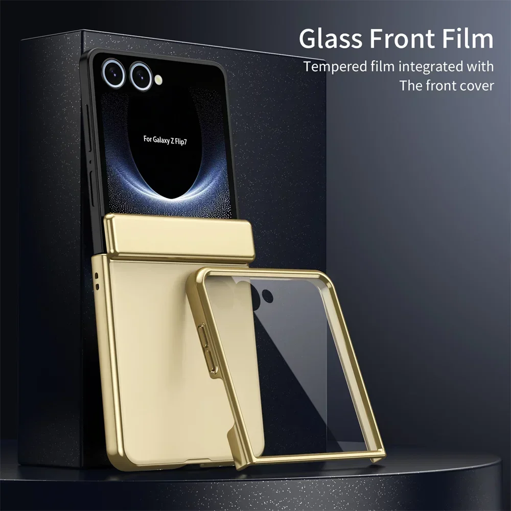 

Slim Electroplating Phone Case For Samsung Galaxy Z Flip 7 fe 6 5 4 3 5G with Built-in Screen Protector Hinge Protection