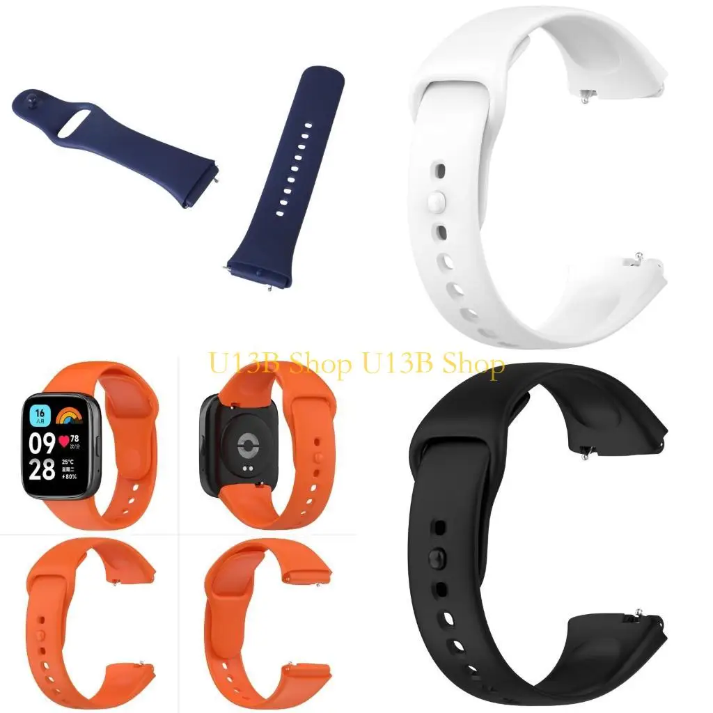 U13B Redmi Watch3 Lite Active Women 남자 소녀 소프트 실리콘 팔찌 교체 스트랩