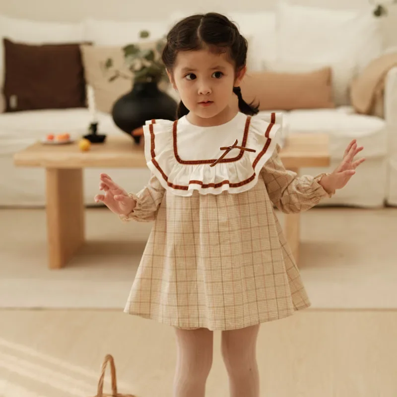 Cotton Smocking Princess  New in Baby Kids Clothes Girls Dresses Skirt Children Clothing Long Sleeve Spring Autumn Dress