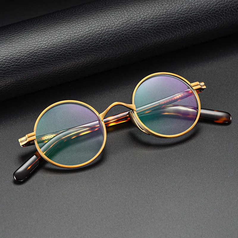 Vintage Titanium Alloy Glasses Frame Men Small Round Reading Glasses Optical Prescription Eyeglasses Women Luxury Brand Eyewear