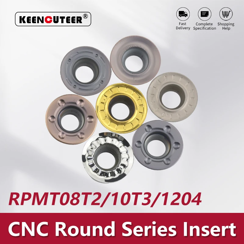 Carboneto Cimentado Inserção de Trituração Rpmt08t2 10t3 1204 1003 1605 Fresagem Torneamento Ferramenta Cnc Centro Usinagem Inserção 10 Peças