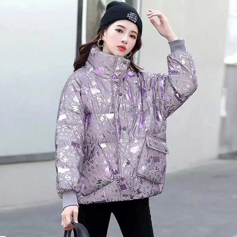 Women Down Cotton Jackets Winter New Korean Bright Loose Jacket Thickened Warm Winter Coat Winter Clothes Women Oversized Jacket