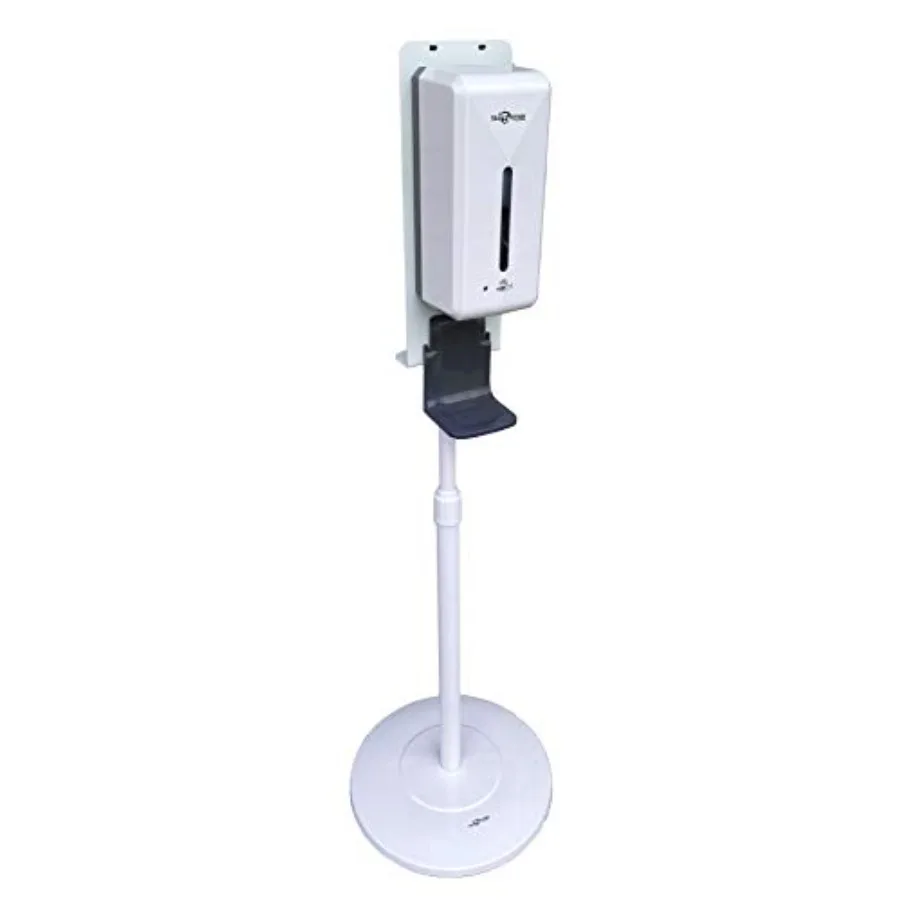 

Touchless hand cleanser dispenser with floor stand and drip tray for restaurant, hospital, school, hotel, kitchen, bathroom whi