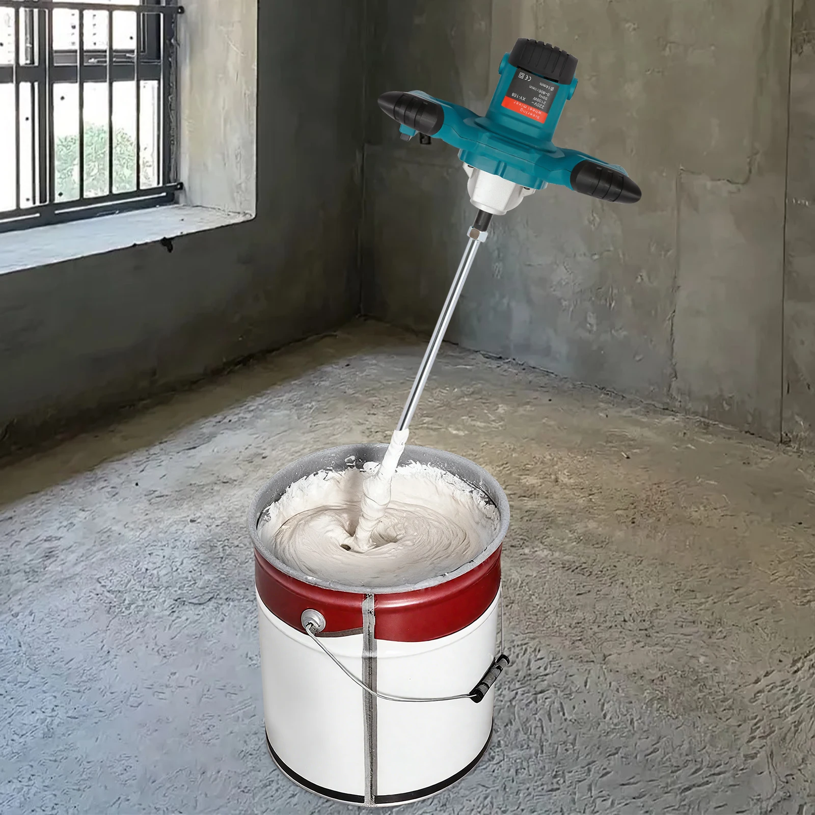 Mélangeur électrique portatif, mélangeur à béton 2100W, mélangeur à mortier, réglage 6 vitesses, agitateur à ciment, machine à mélanger