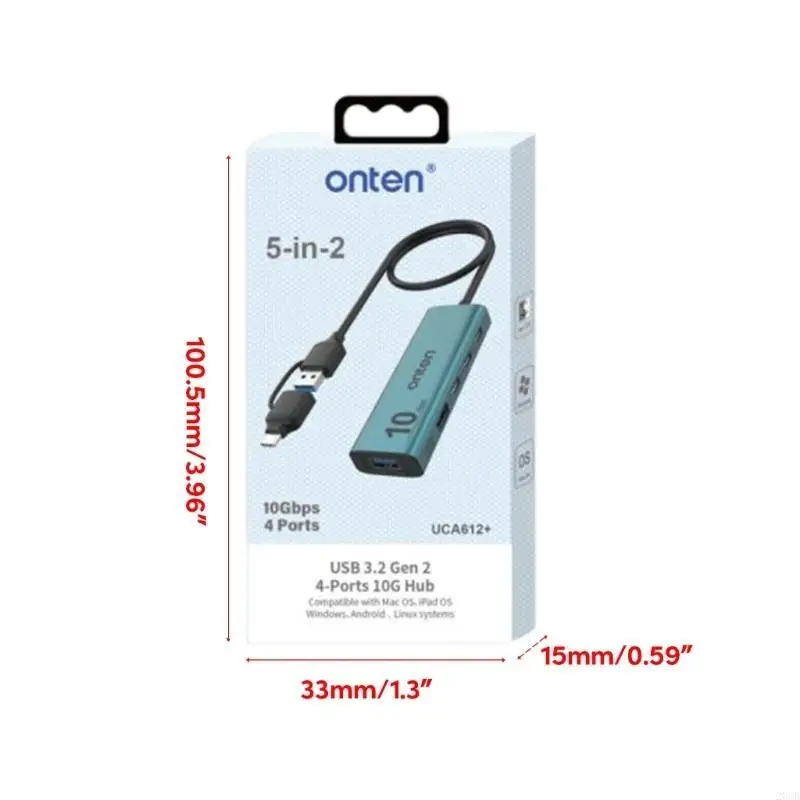 20CB Portable Type C Hub with 3 Type C Ports and 2 USB Ports PD60W Charging Expand Device's Connectivity