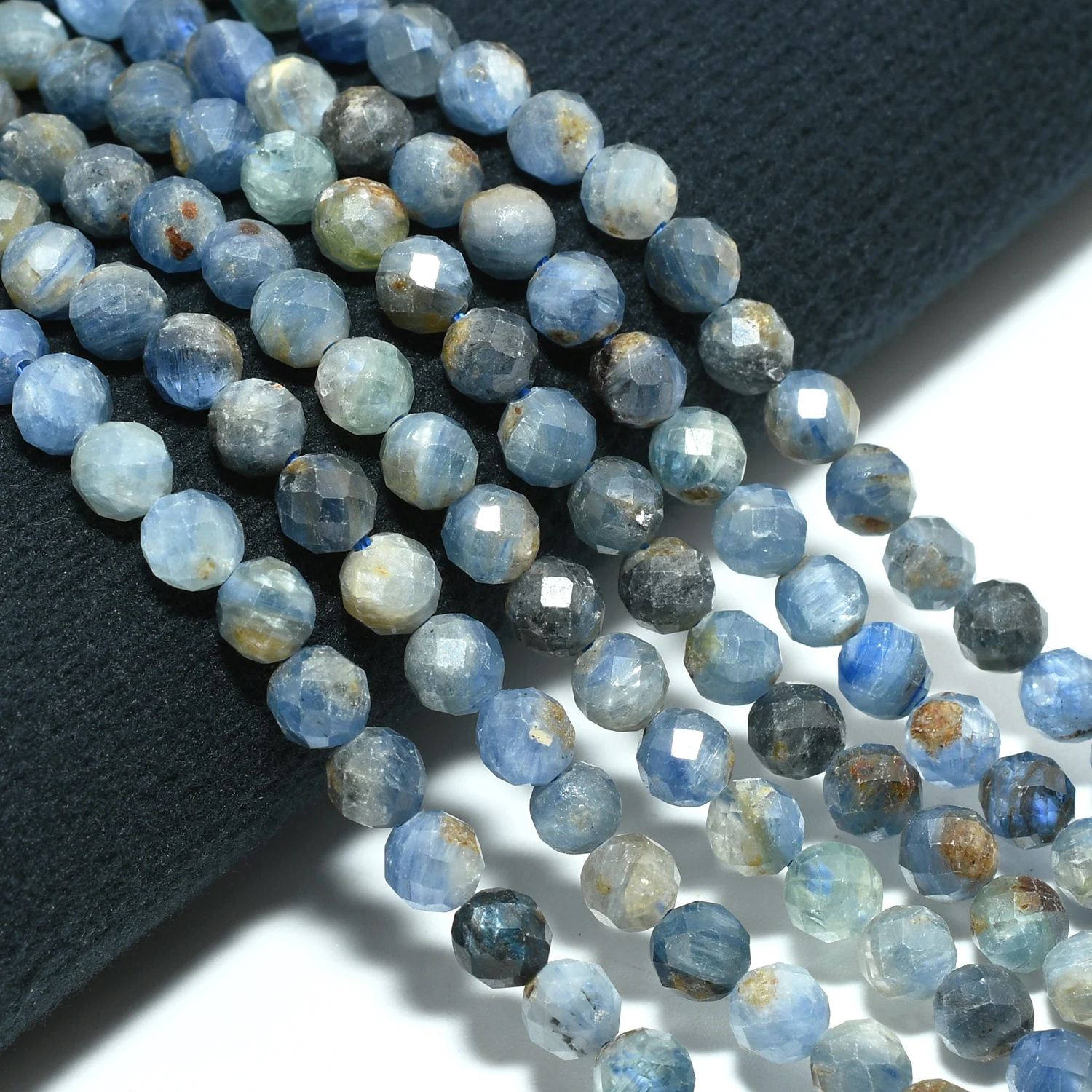 Natural Simple Quality Kyanite Faceted Round Beads 4.5mm, With Defect