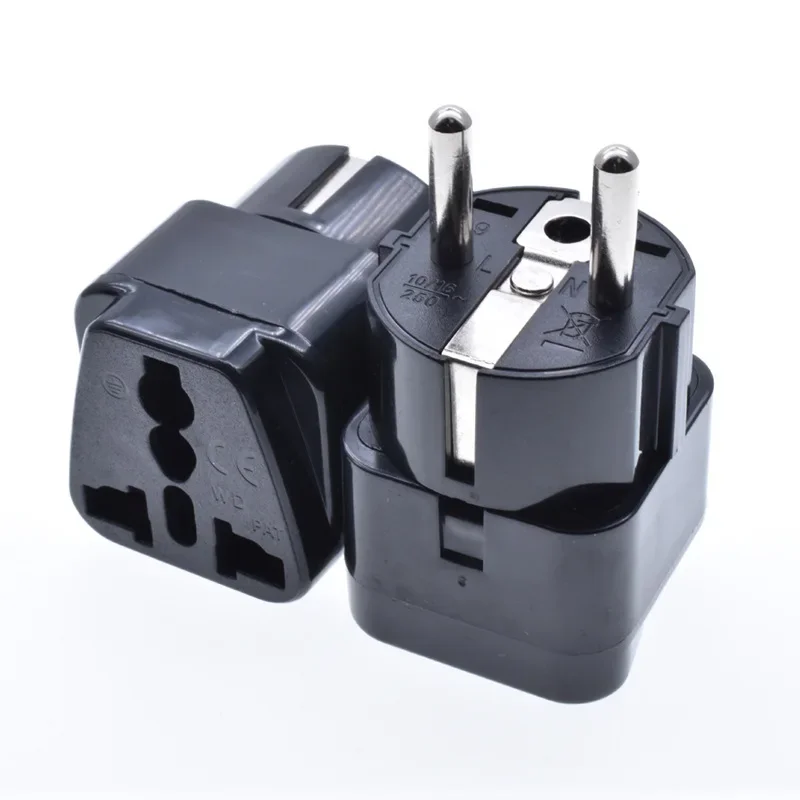 Universal To EU Plug Adapter 10A/16A Schuko Round 2 Prongs Type E European Germany France Italy Swiss Power Conversion Adapter