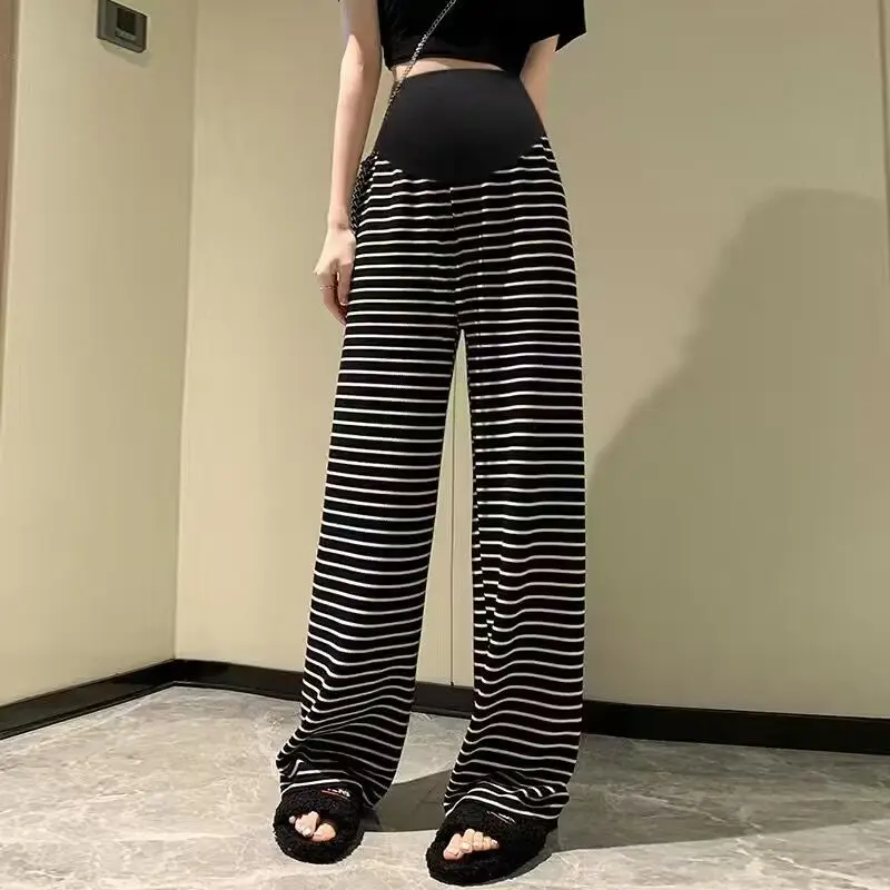 calcas-de-maternidade-listradas-de-cintura-alta-com-cordao-roupas-retas-soltas-para-mulheres-gravidas-calcas-de-gravidez-contrastantes-quentes