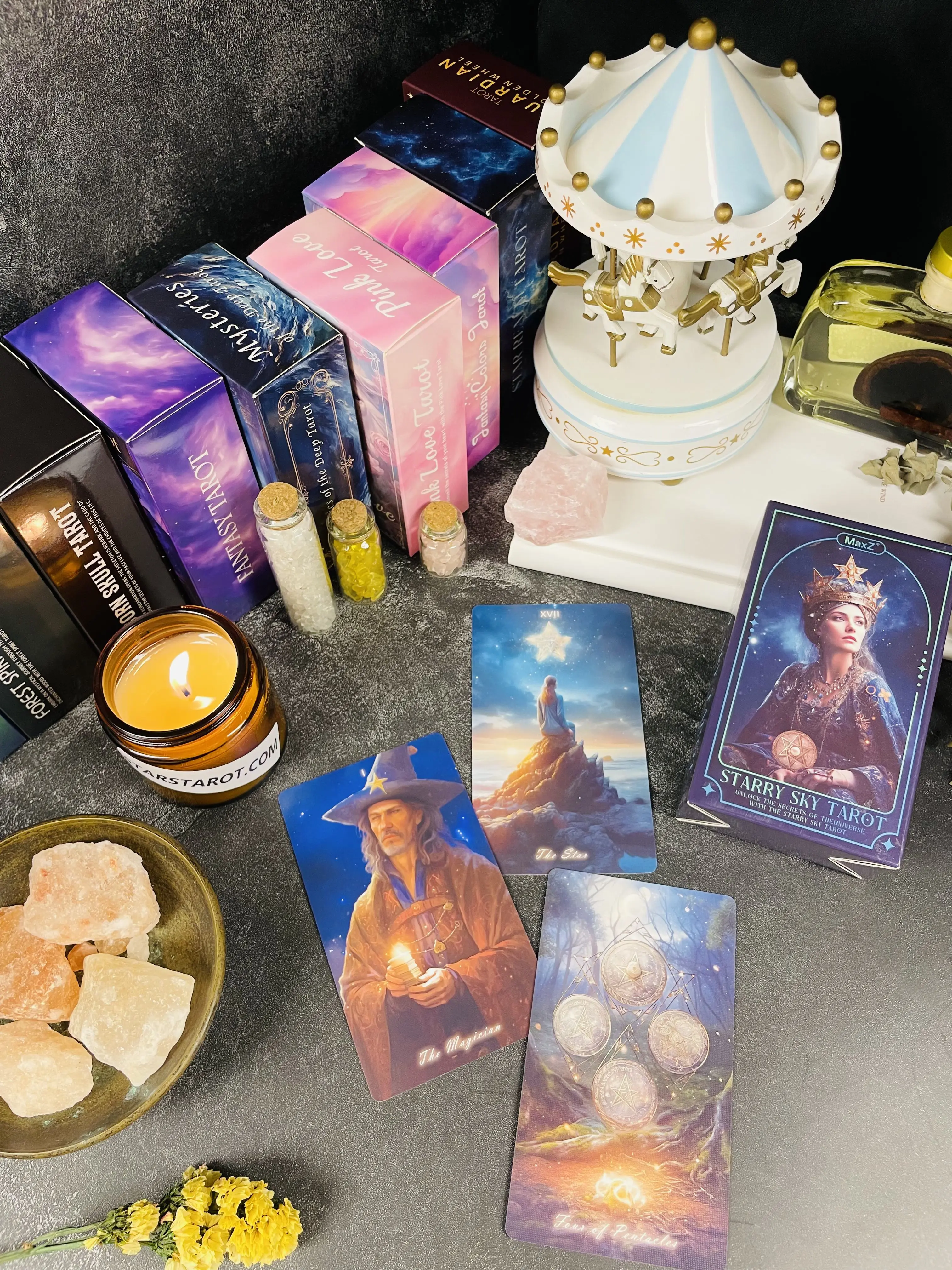 新しい星空タロットカード 78 枚セット英語版占星術銀河宇宙テーマオラクルデッキ初心者のための占いギフト