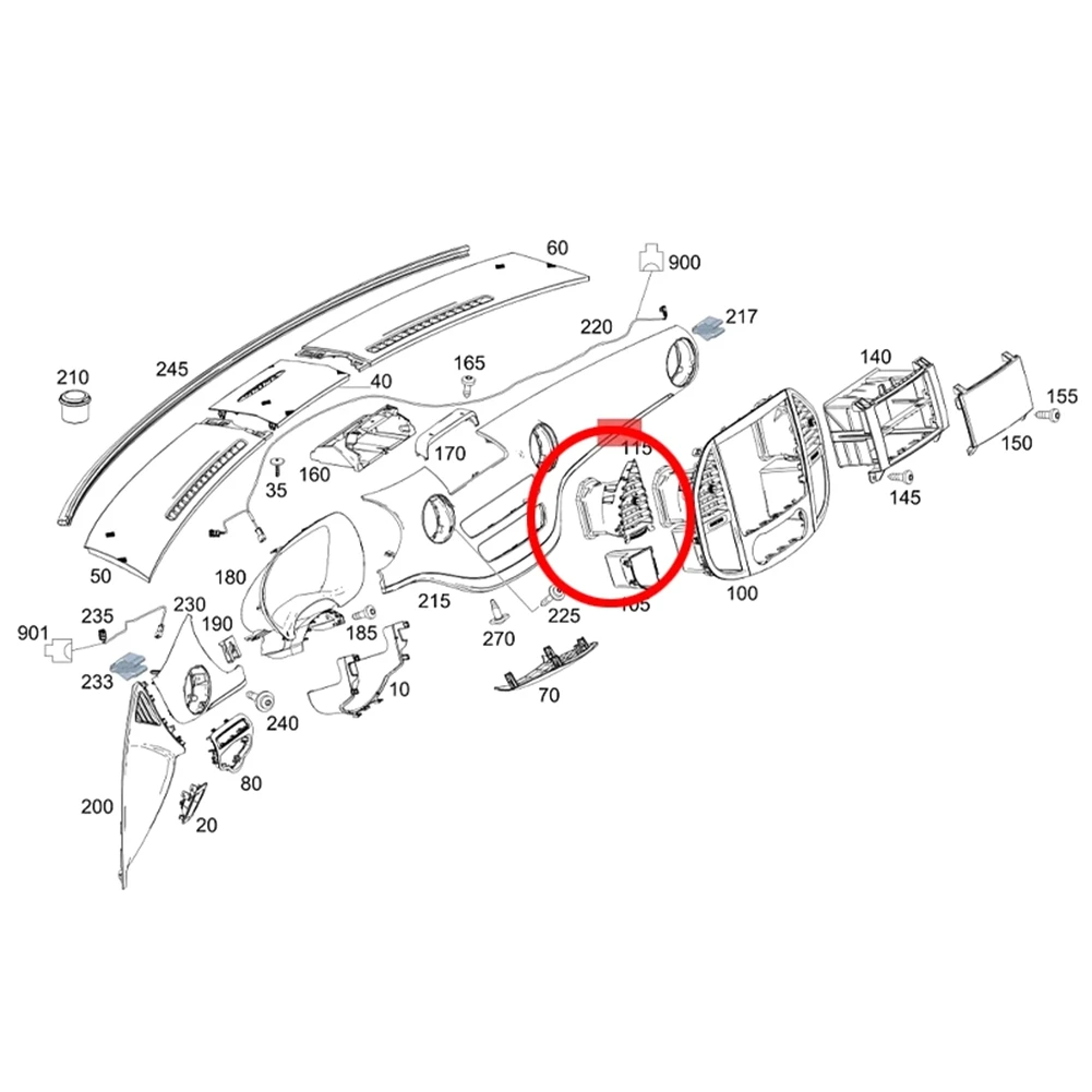 2X Car Front Dash Center Air Vent Air Conditioning Grille Vents for Mercedes-Benz Vito V260 W447 W448 2015-2024