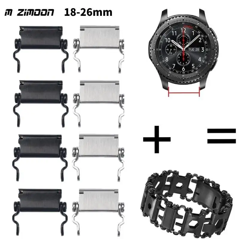 2pcs 18-26mm Watch Adapter for Tread Bracelet Link Buckle Multi-Tool Adjustable Stainless Steel Bracelet Adapter