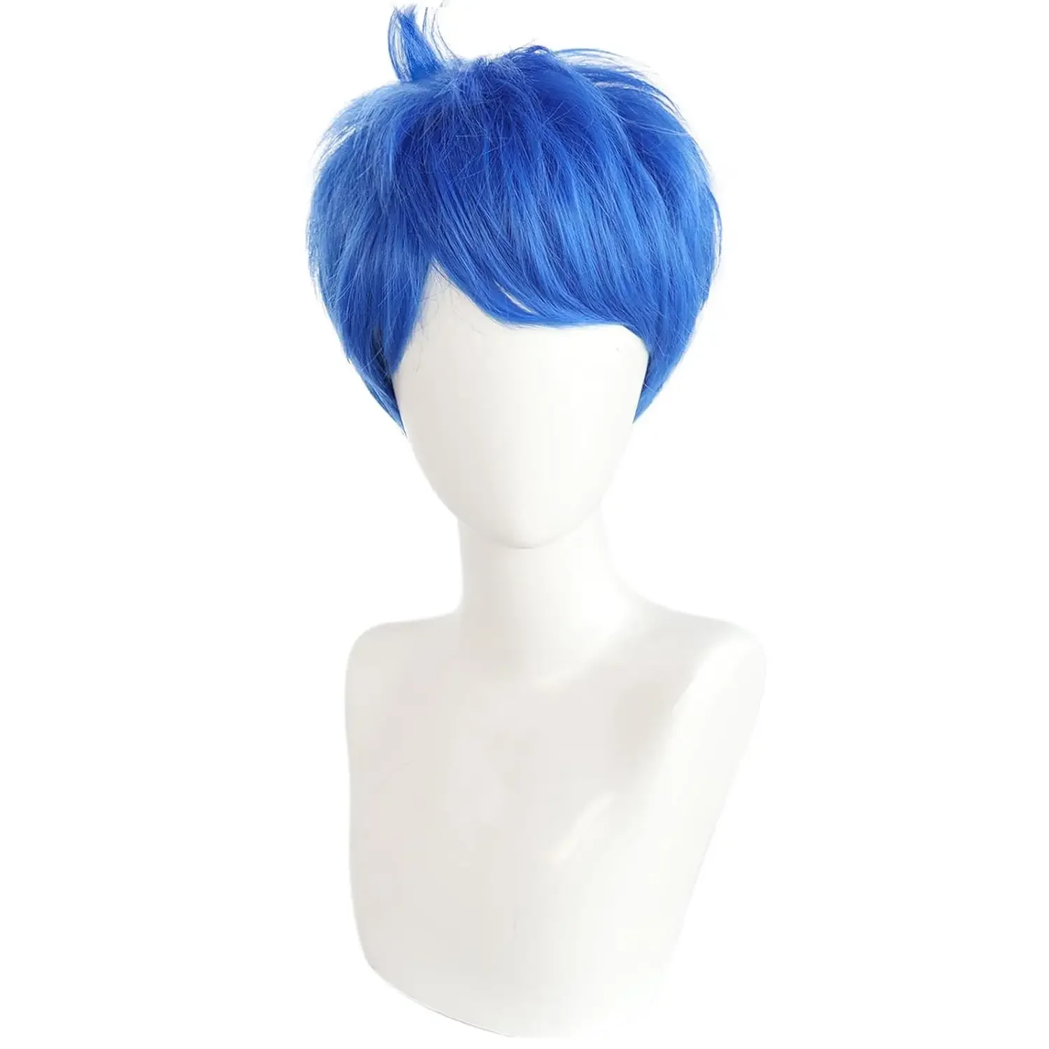 Joy Inside Out Cosplay-Perücke, blaues kurzes Haar, glattes Haar mit Pony für Frauen, Anime Cos, perfekt für Halloween-Party-Perücken
