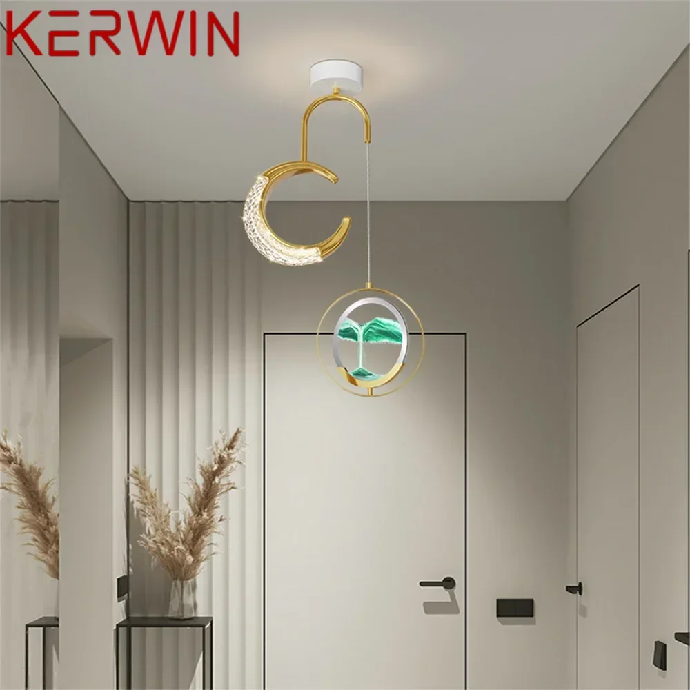 KERWIN Contemporary Gold Pendant Lights LED Creative Hourglass Hanging Lamp for Home Aisle Decor Fixtures