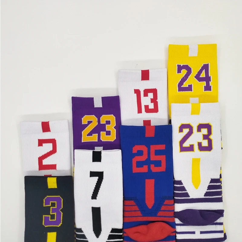 Kids Basketball Socks Breathable Cotton Middle Tube Boy Girl Towel Running Cycling Sports Number Star Basketball Children Socks