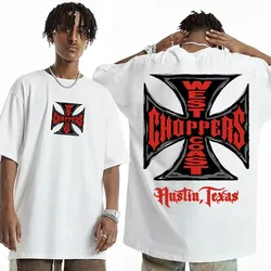 West Coast Choppers Iron Cross Graphic magliette per uomo Hip Hop Harajuku Streetwear T-Shirt maglietta oversize in cotone Casual maschile