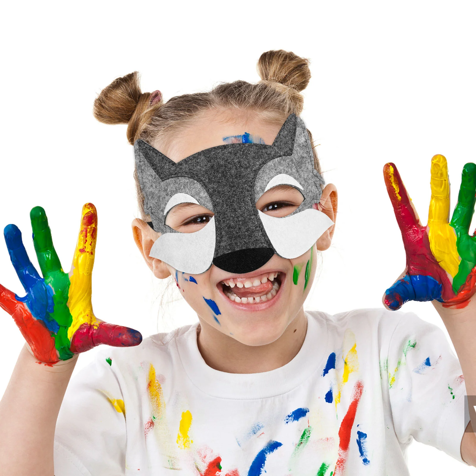 Máscara de cabeza de lobo para fiesta de niños, accesorios de máscara de cabeza de lobo de fieltro divertido, decoración de lobo de dibujos animados