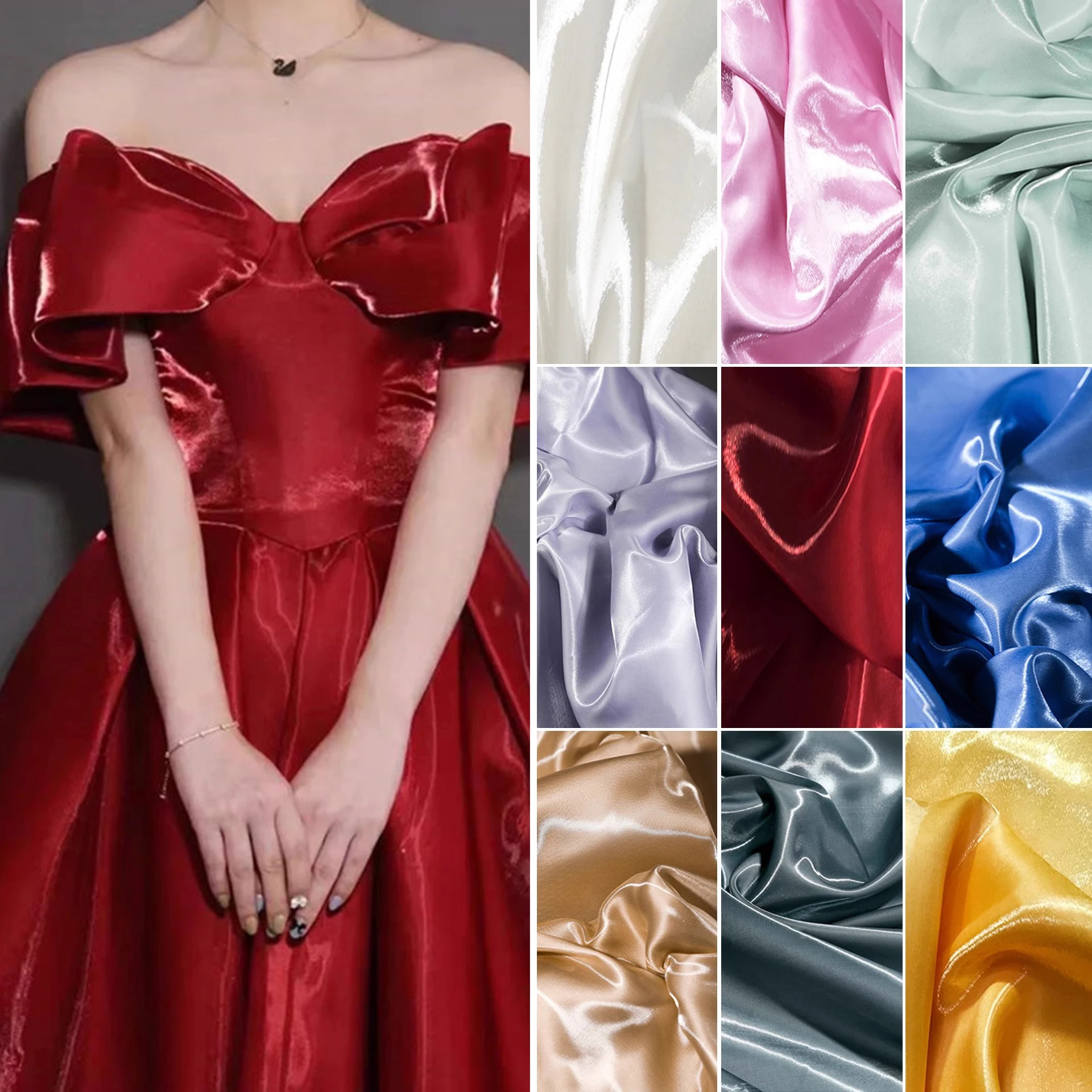 

Liquid Water Light ultra bright crystal silk satin material Creative dress dress bag coat clothing designer fabric