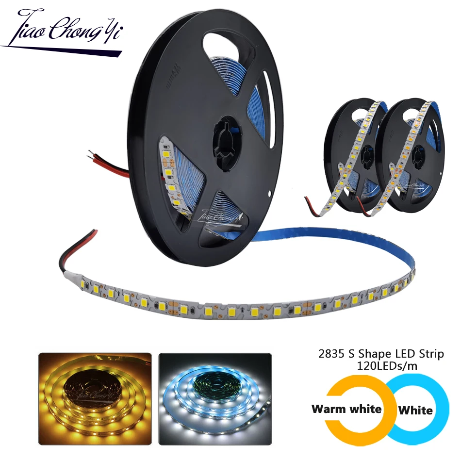 

S Shape 2835 Led Strip Light 120Leds/m DC12V Ulter Bright Flexible Ribbon LED Light Strip warm white/cool white 1m-5m