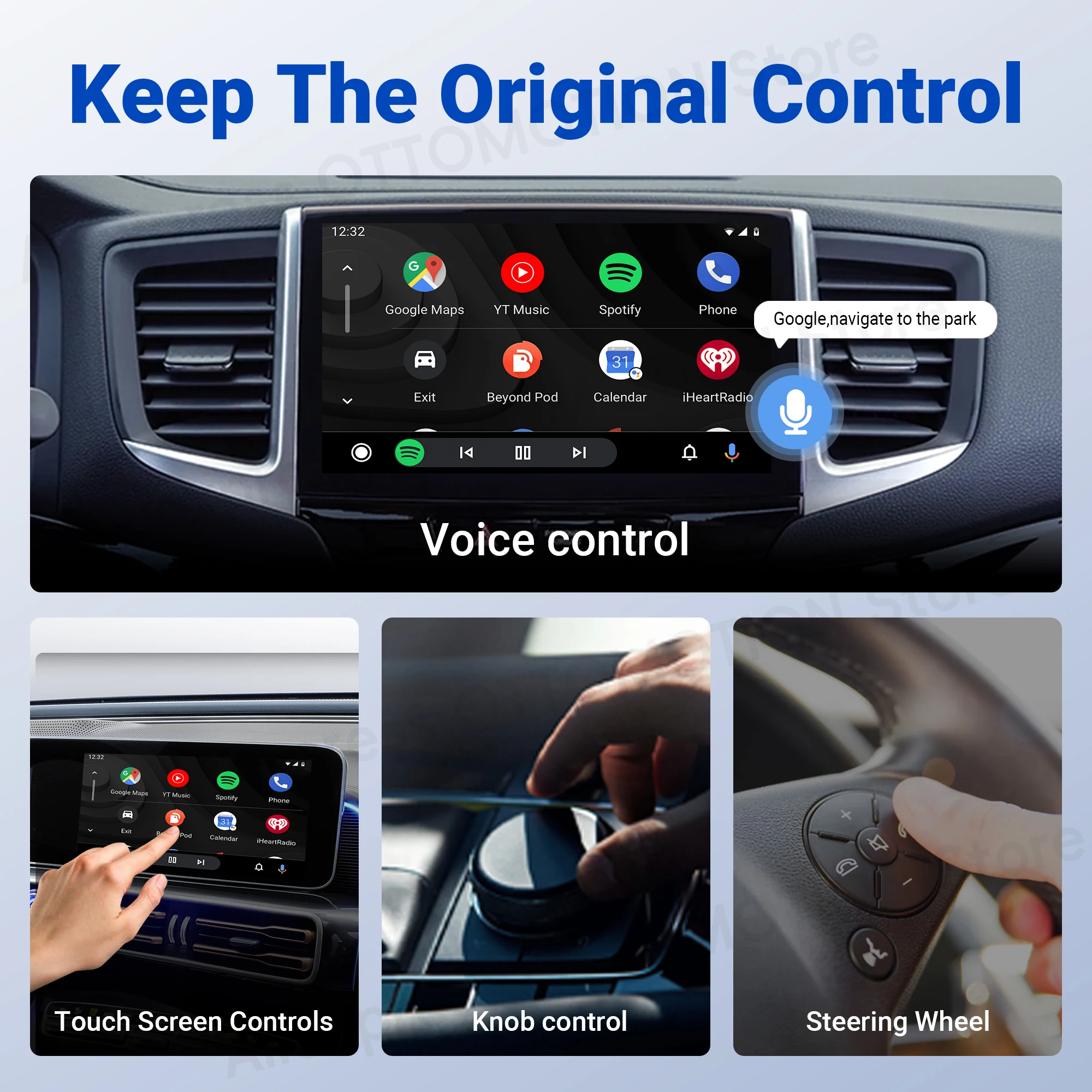 OTTOMOTION MINI Wireless CarPlay Android Auto Adapter 2 in 1 for Spotify Car Accessories for Toyota VW Renault Ford Benz Opel