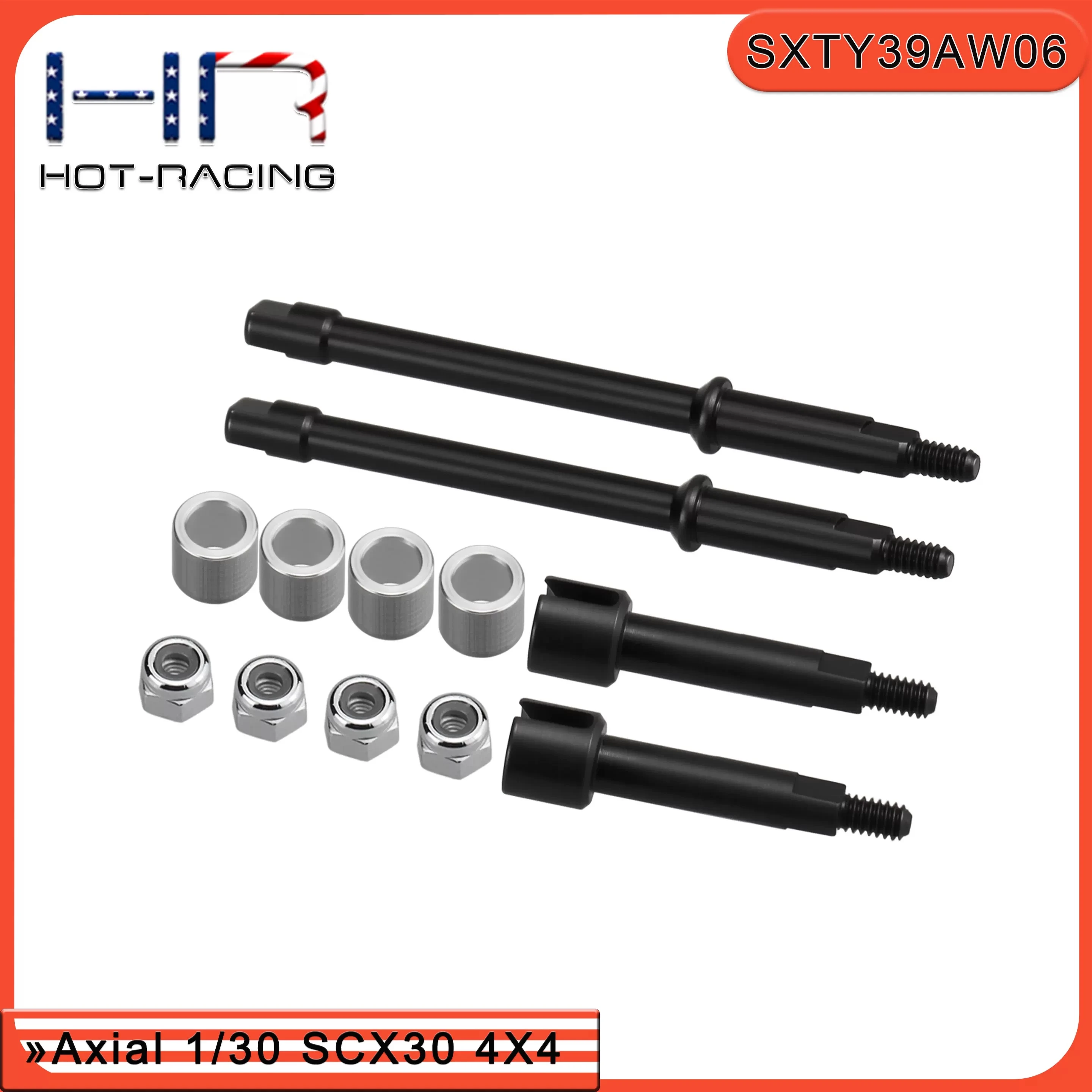 

HR Axial SCX30 K10 S2 Hardened Steel Widened Drive Axle, +6mm Per Side