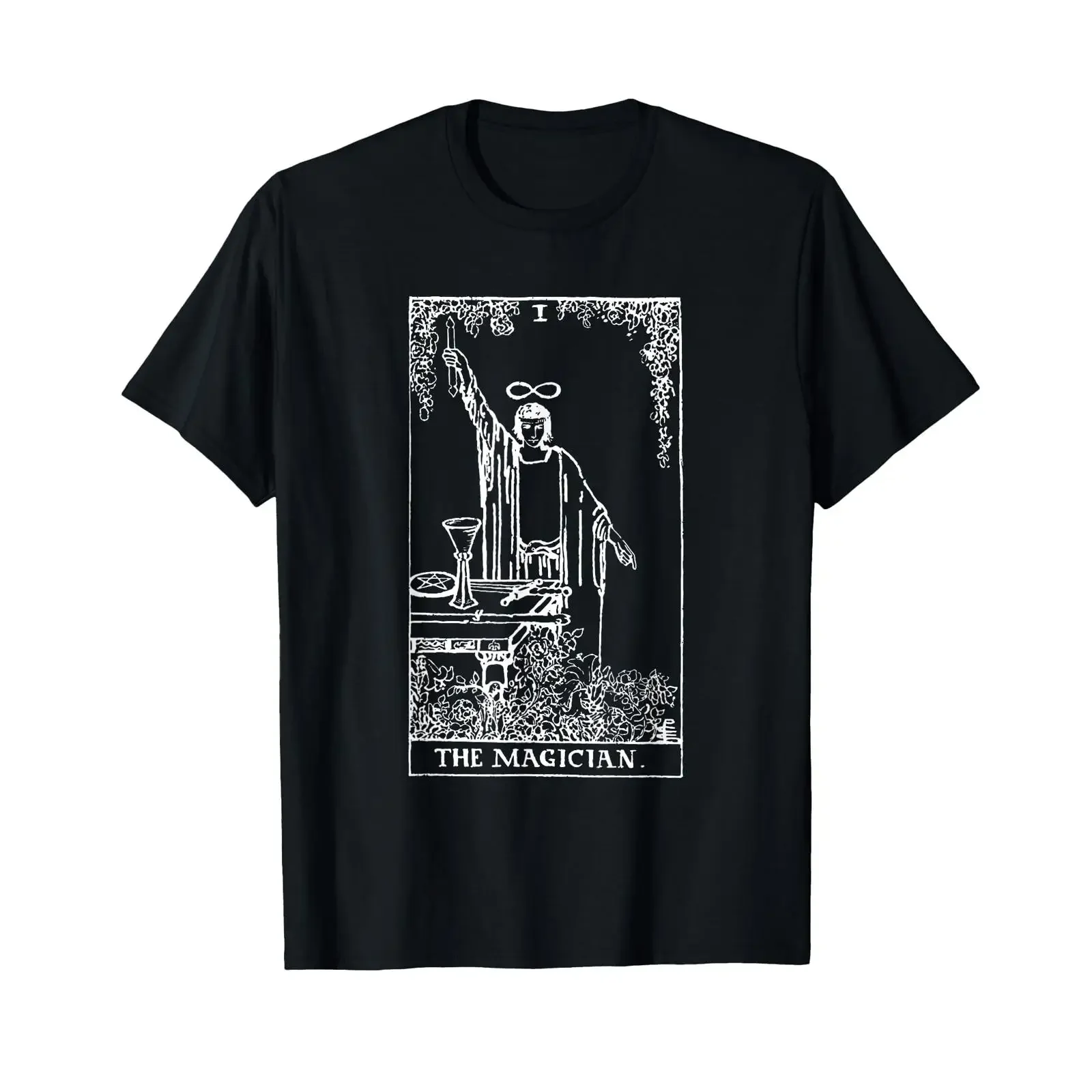 The Magician Vintage Tarot Card Cartomancy Divination T Shirt vintage Washed Casual designer clothes Comfortable homme fashion