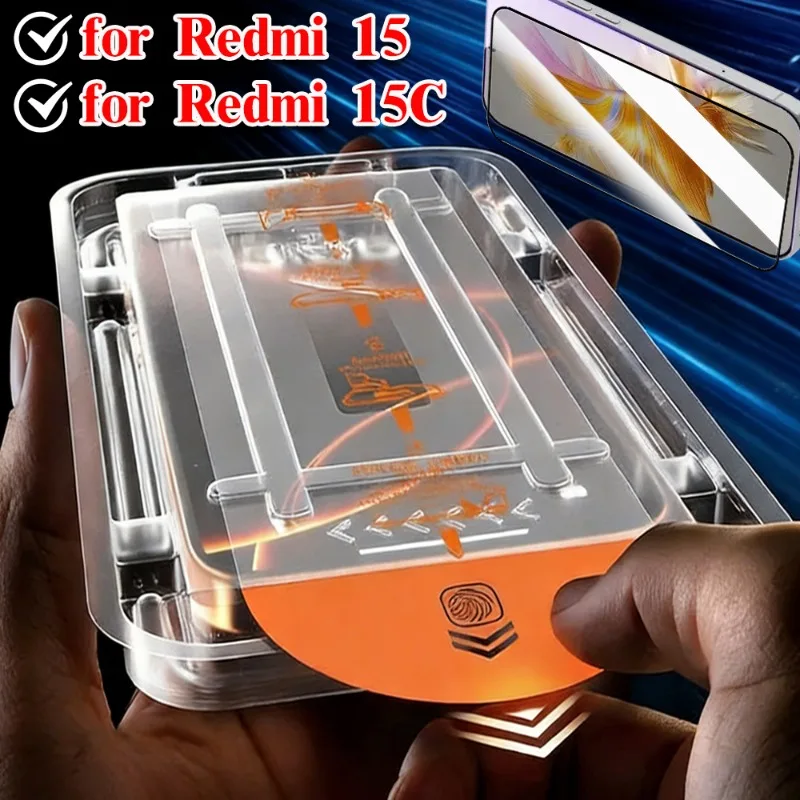 

Dust Free Glass for Redmi 15/15C European Version HD Clear Tempered Glass Screen Protector Easy Installation Protective Films